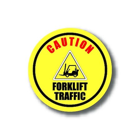 Ergomat 16in CIRCLE SIGNS - CAUTION FORKLIFT TRAFFIC DSV-SIGN 256 #3072 -UEN